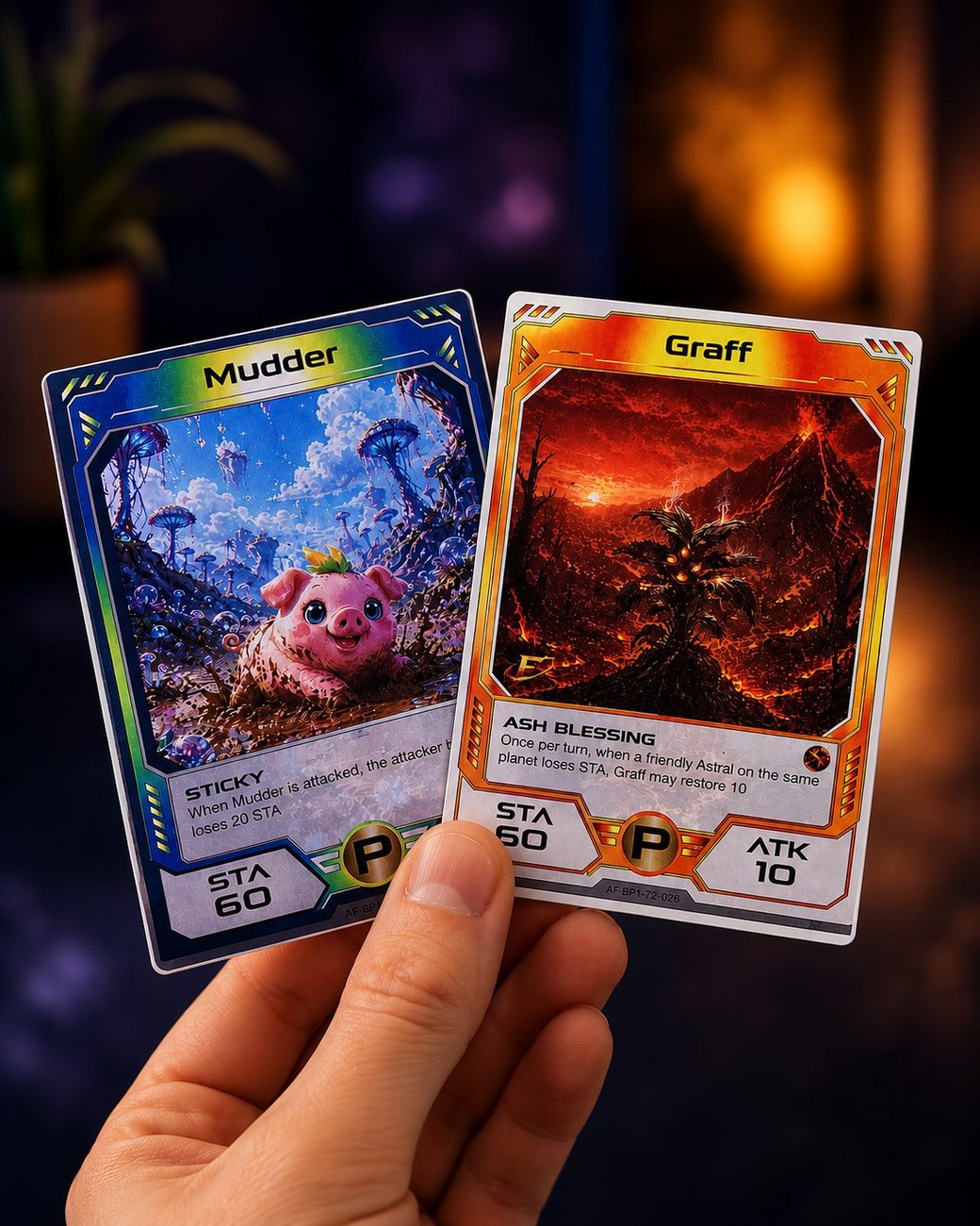 Collectible Astral cards fanned out